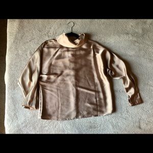 Satin Mock Cowl Neck Pink Blouse - Size Small - Worn Once